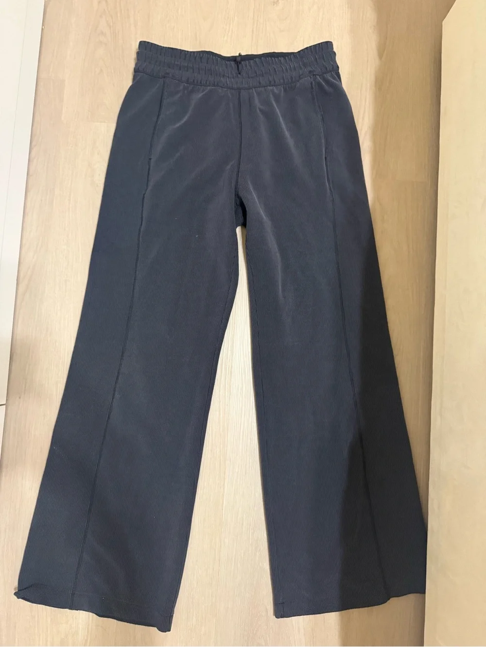 Lululemon Softstreme Ribbed High Rise Pants Wide Leg Black Gray Loungewear